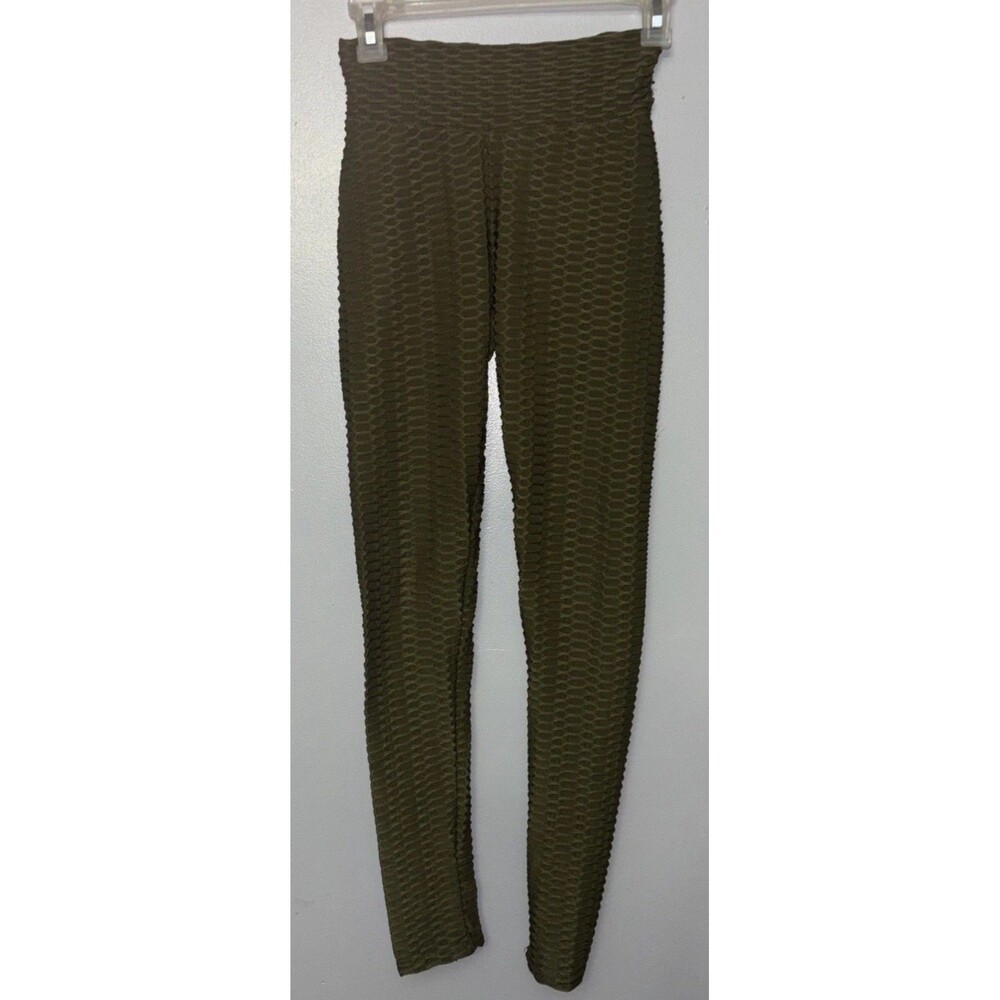 Booty Womens Ruched High Waist Ankle Leggings Size S/M Army Green.
